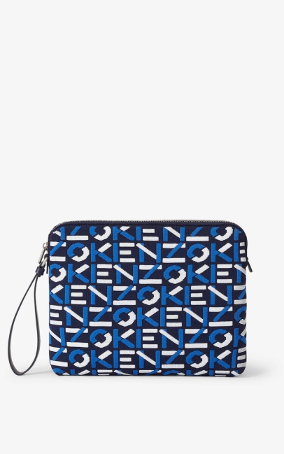 Kenzo Men Skuba Monogrammed Clutch Midnight Blue